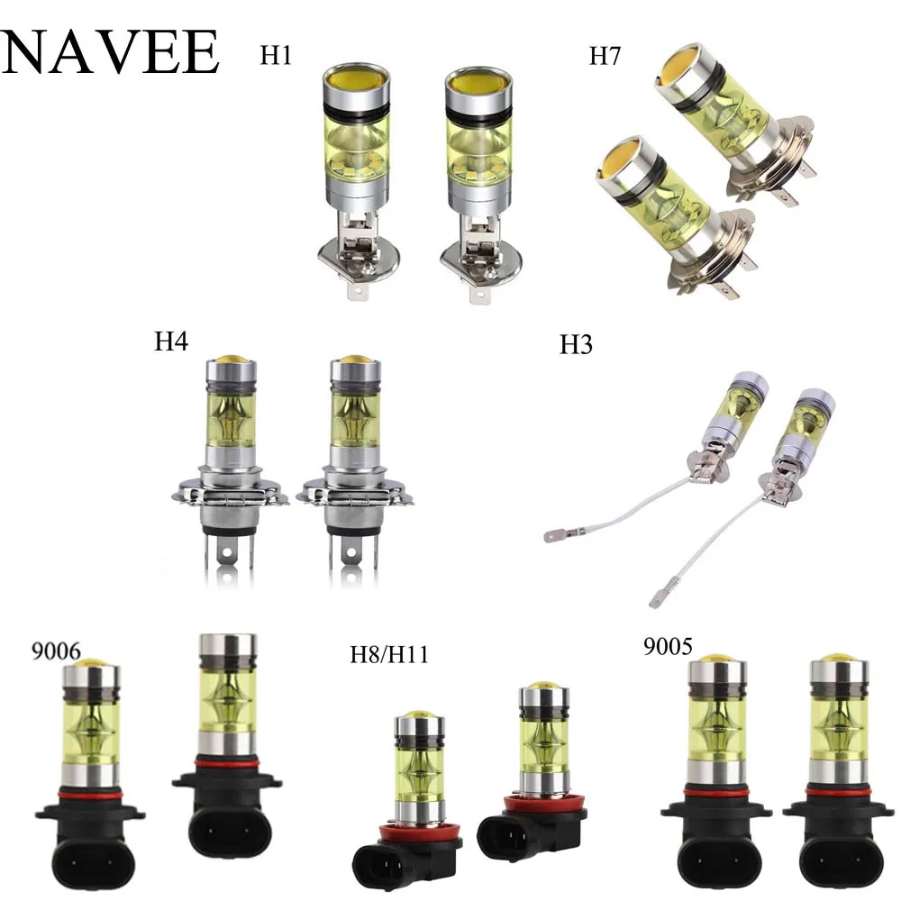 2 шт./компл. автомобиля H1/H3/H4/H7/H8(H11)/9005/9006 2828MSD Светодиодные Автомобильные передние фары светодиодный фонарь Золото 20 светодиодный 100 Вт супер яркий Автомобильная лампочка