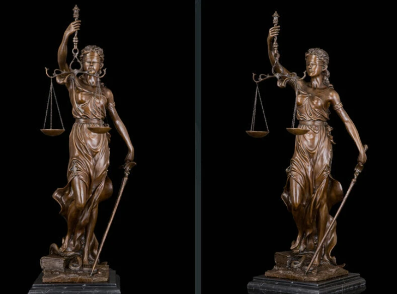 Art Deco Sculpture Goddess Of Justice Angel Woman With Snake Bronze