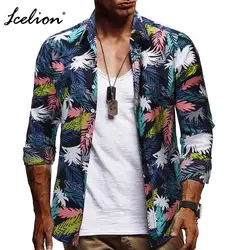 IceLion 2019 осень мужской, с длинными рукавами рубашка Slim Fit рубашки Повседневное простой модный принт Для мужчин Camisa Masculina