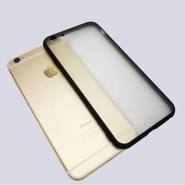 Матовый окрашенный материал чехол для телефона iPhone 4 5 6 7 8 Plus X мягкий черный бампер+ прозрачная задняя крышка оболочка 500 шт./партия