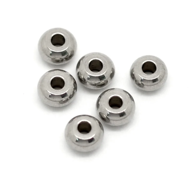 

2016 New 100PCs Silver Tone Stainless Steel Spacer Beads 5mm(1/4") Free Shipping
