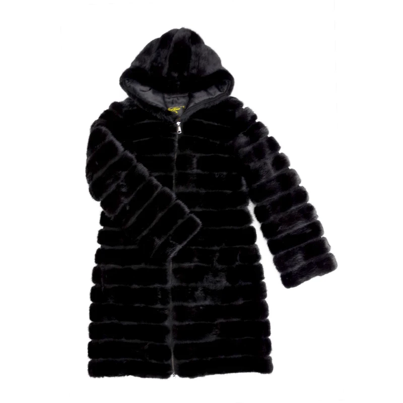HUANHOU QUEEN real mink fur coat for women with stand collar and fashion long style new 2017