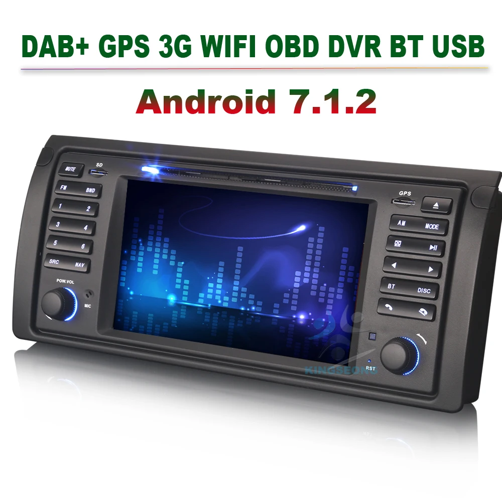 

4-Core Car DVD Player Android 7.1.2 Head Unit GPS Sat Nav for BMW 5 Series E39 X5 E53 M5 3G DAB+ WIFI OBD CANBUS BLUETOOTH USB