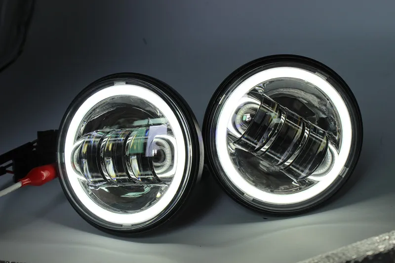 2 шт. хромированная/черная 4,5 дюймов DRL светодиодная фара ближнего света точечная лампа для вождения светодиодный противотуманный светильник s для Harley Davidso мотоциклы 4,5"