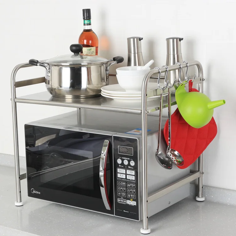  Kitchen stainless steel double-layer microwave oven shelf 2 floor floor oven rack countertop season - 32916594064