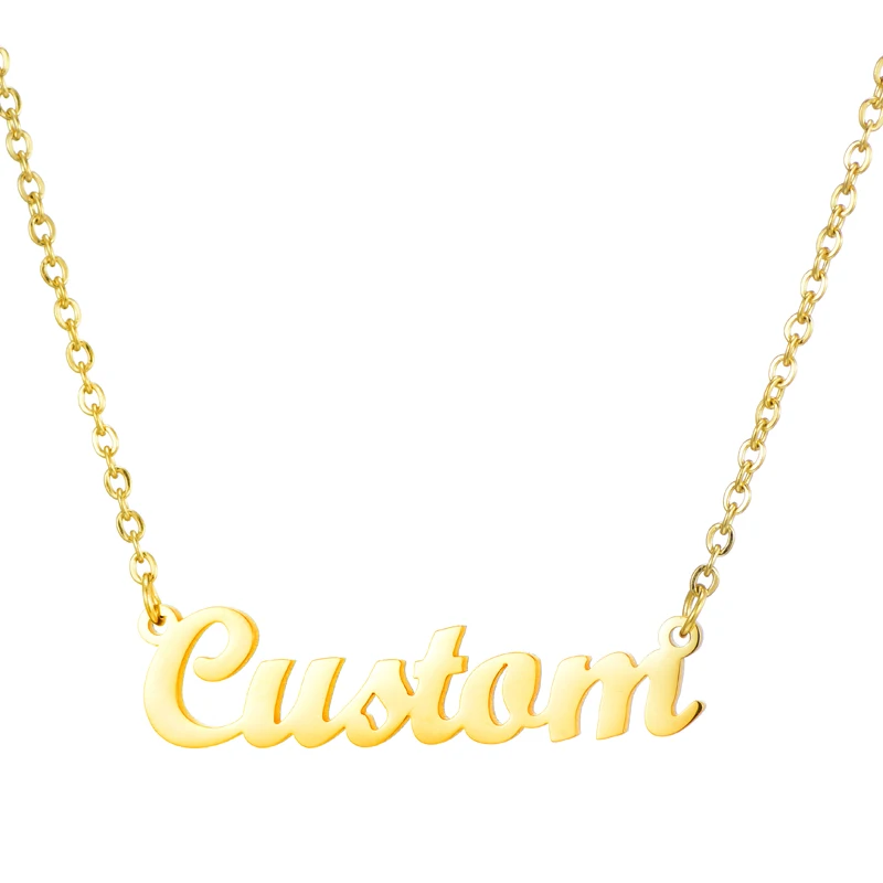 

Romantic Gift Stainless Steel Custom Personalized Name Choker Gold Color Handwriting Pendant Customized Necklace Jewelry