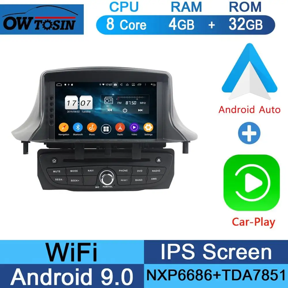 " ips 8Core 4G ram+ 64G rom Android 9,0 автомобильный dvd-плеер для Renault Megane III Fluence 2009- CarPlay Parrot BT Радио - Цвет: 32G CarPlay Android