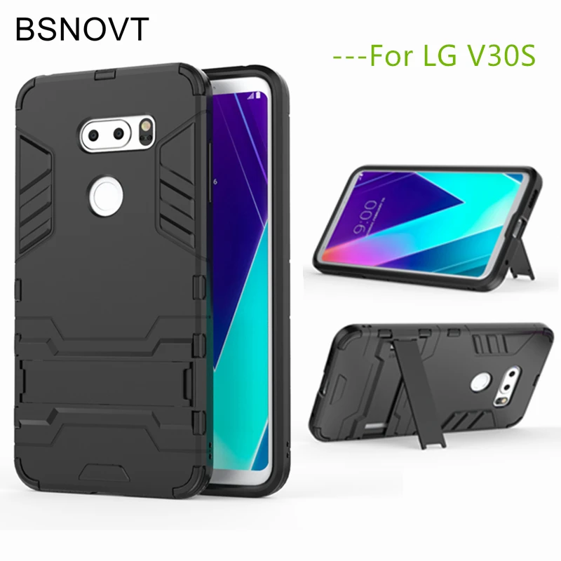 BSNOVT sFor LG V30S Cover Soft Silicone + Plastic Kickstand Case For ThinQ Plus Fundas |