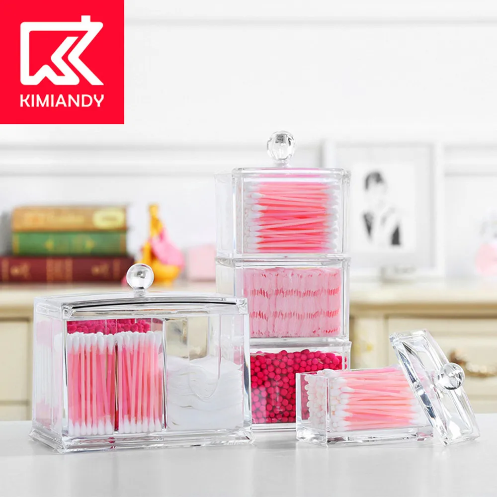 KIMIANDY Swab Storage Box Holder Transparent Cotton Swabs Stick