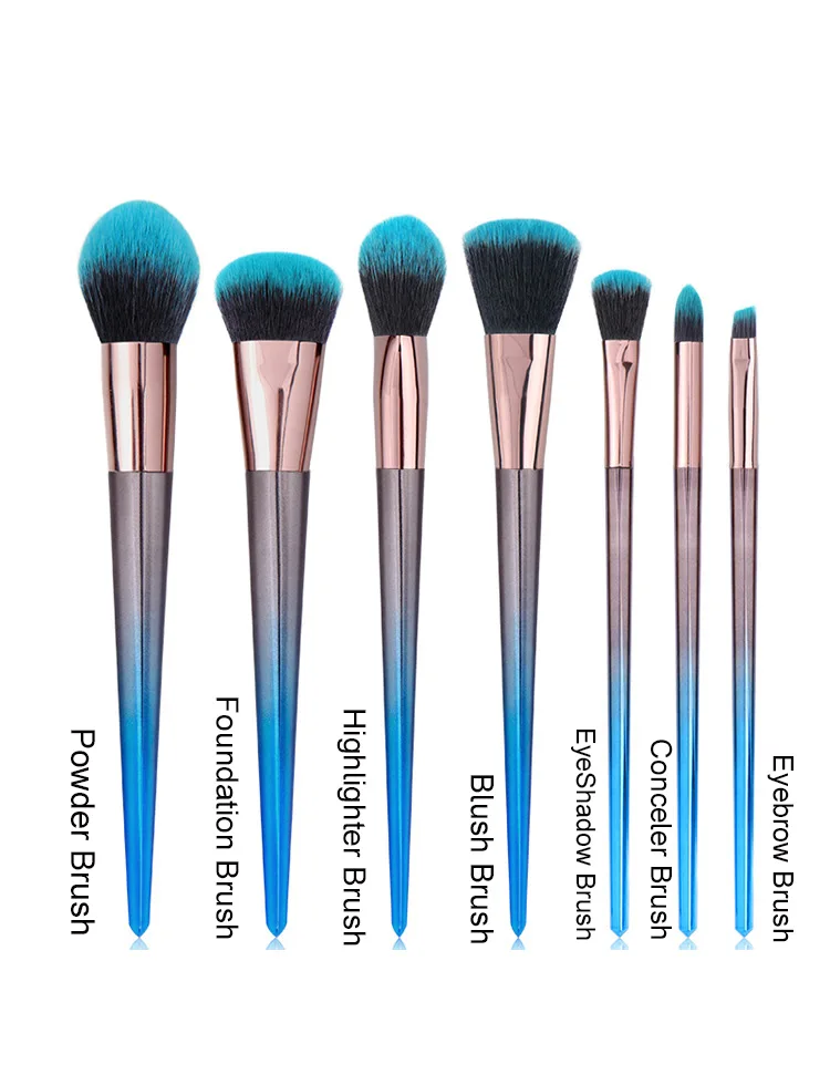 New Arrival 7PCS Gradient Color Handle Makeup Brushes Set Cosmetics Tools Make Up Brush Foundation Blusher Eye shadow Brush