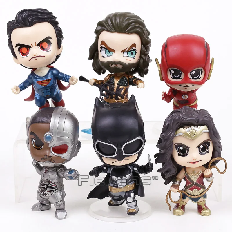 

DC Justice League PVC Figures Toys Superman Batman Wonder Woman The Flash Aquaman Cyborg 6pcs/set 10~12cm