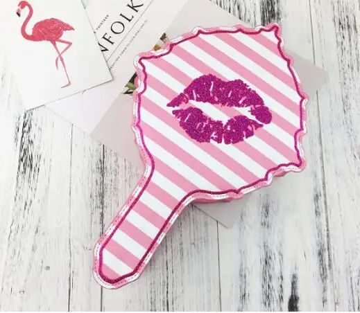 Забавный Уникальный дизайн полосатый сексуальный губы Зеркало макияж женские сумки клатч мини-цепочка Кошелек вечерние сумки женские сумки на плечо - Цвет: pink