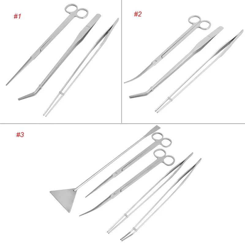 Big SALE 3/5pcs Aquarium Maintenance Tools Kit Tweezers Scissors For Live Plants Grass Y102