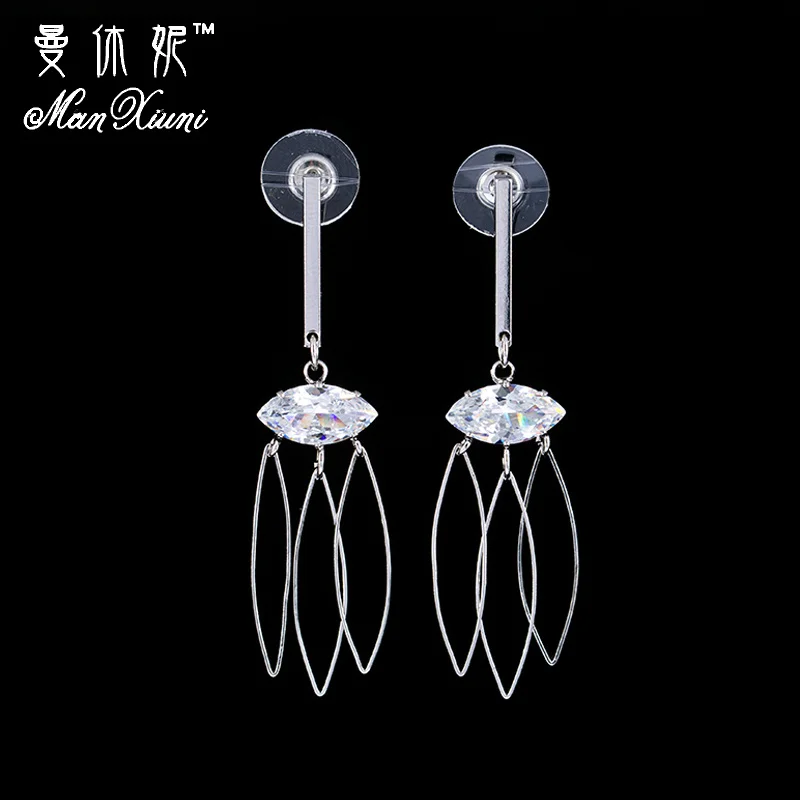Manxiuni элегантный Шарм Серьги для Для женщин Water Drop Металл кубический циркон