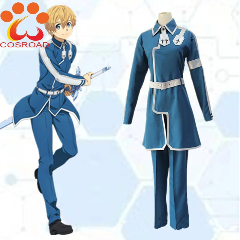 Cosroad Sword Art Online Alicization Eugeo Cosplay Costume SAO Cosplay Costume Anime Men Outfit Blue Uniform Halloween