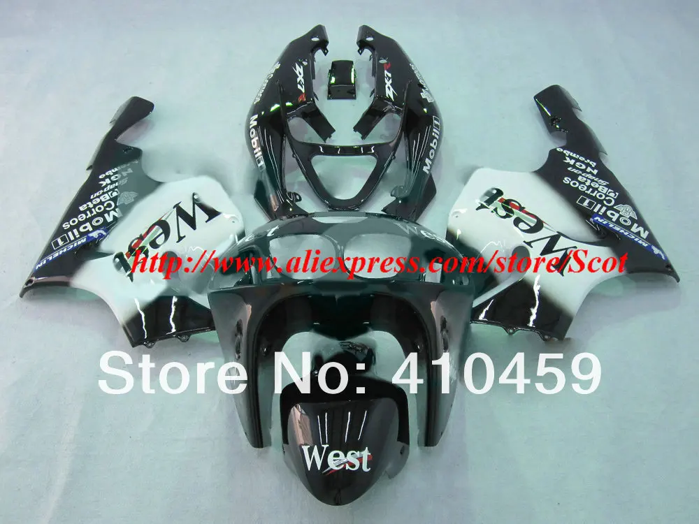 

TOP WEST black white Fairing kit for KAWASAKI ZX7R 96-03 ZX-7R 1996-2003 ZX 7R 96 97 98 99 00 01 02 03 7R 1996 2003