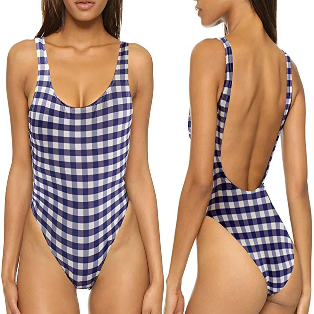 

Women Retro Elastic High Cut Low Back One Piece Swimwear Bathing Suits Padded Bra Beach Set Swimsuits Beachwear Swimwear L329A