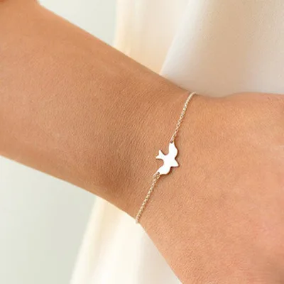 

Colorful Bling New Arrival Cute Simple Style Bird Shape Silver Bracelet Thin Chain For Women Daily Accessory Gift High Quality