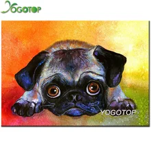 5D DIY Алмазная картина Мопс ПЭТ 3d ситкер вышивки крестом полный Алмазная вышивка мозаика набор собака Настенный декор на заказ фото YY1310