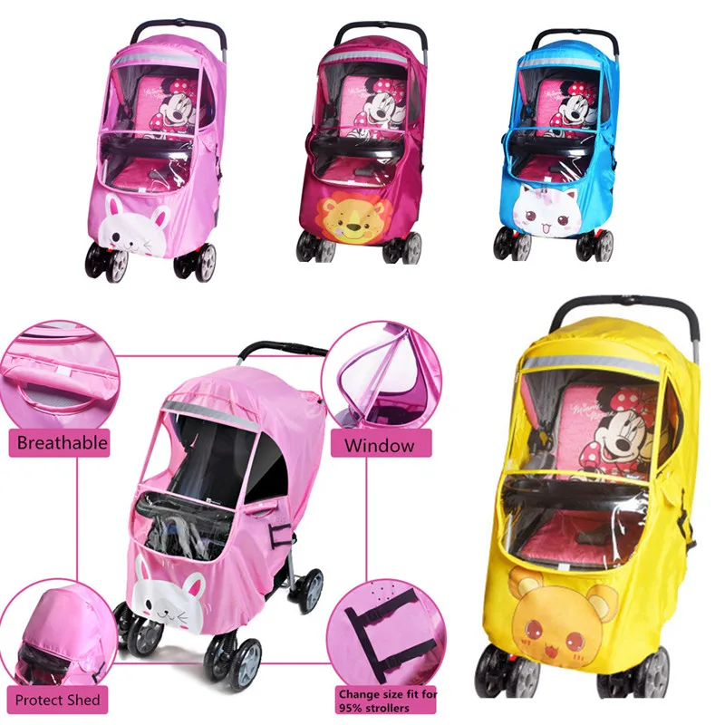 

Stroller Rain Cover Warm Weather Against Protect Cover Umbrella Pram Raincoat Adjustable Size Fit for Most Yoya Rain cover