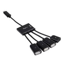 Портативный 4 в 1 USB-C/Тип-C до 3 Порты USB 2.0 OTG Hub Кабель с micro USB Питание