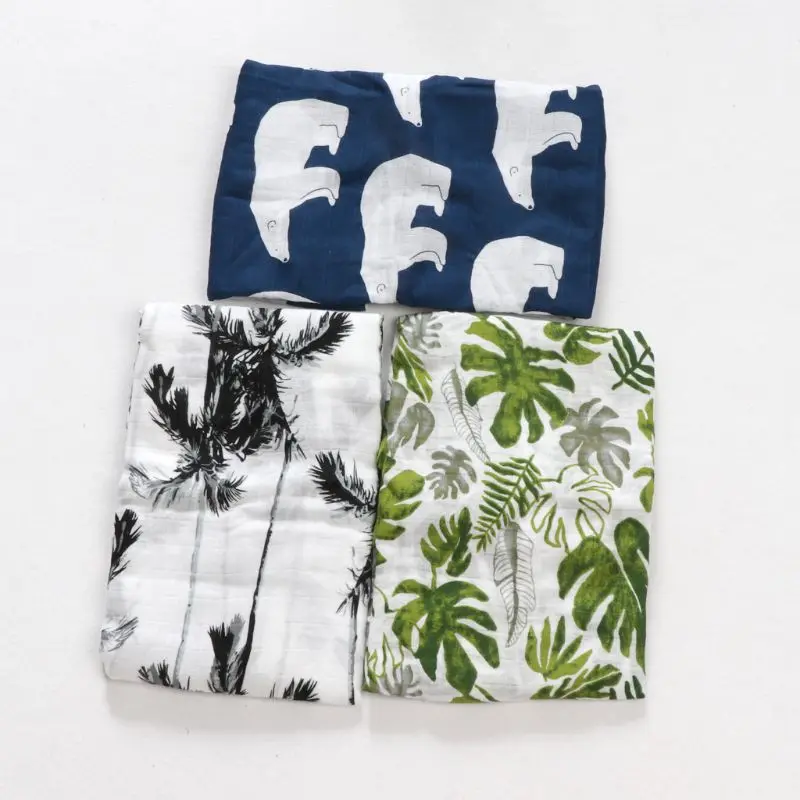 

Newborn Muslin Cotton Soft Baby Blanket Green Leaf Swaddling Baby Blankets Bedding Blankets Swaddle Wrap Bath Towel
