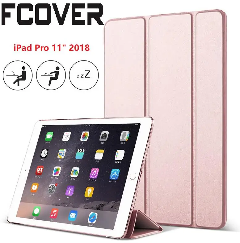 

For Apple iPad Pro 11 2018 Smart Cover PU Leather+Soft Back Tablet Silicon Auto Wake / Sleep Slim Case