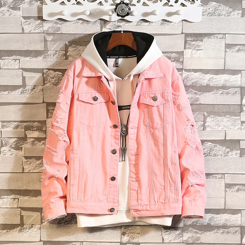 Spring Autumn Ripped Jeans Jackets Men 