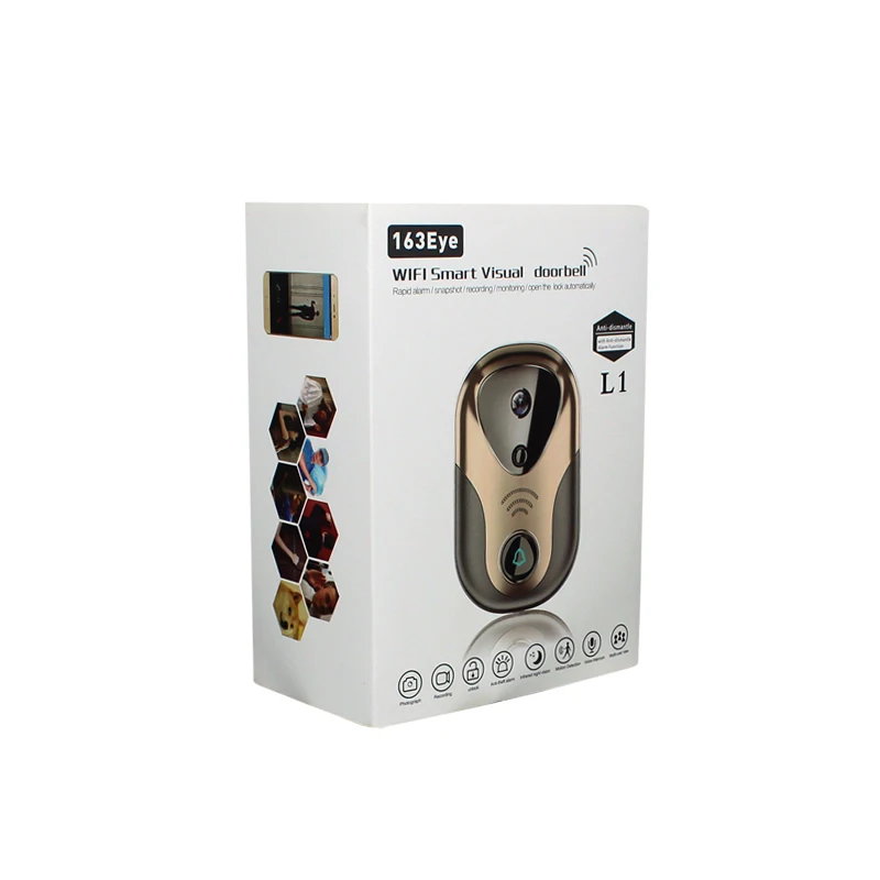 Безопасность дома широкий 1080 P вид HD Wi-Fi умный Визуальный дверной звонок камера Поддержка SD карты и 433 серии беспроводной сигнализации