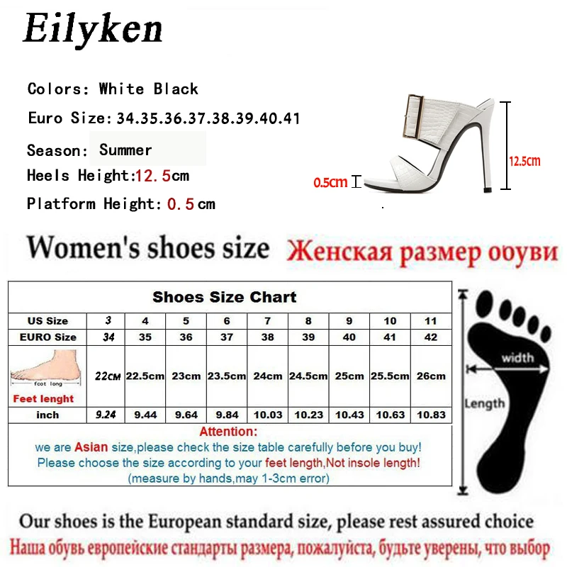 Eilyken Модные женские летние шлепанцы пикантные с пряжкой на тонком каблуке