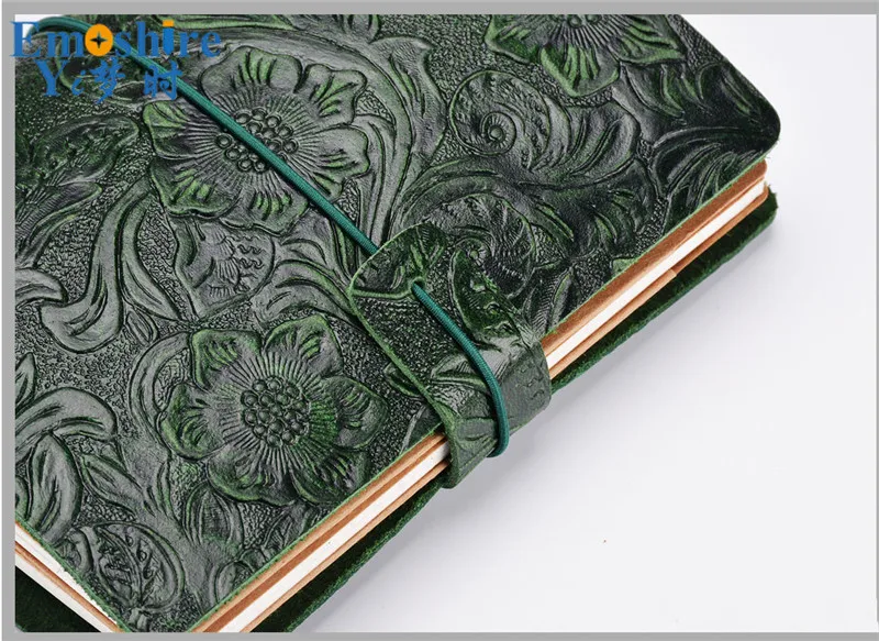 Emoshire Leather notebook retro carved suede leather notebook creative hand book manual loose-leaf journal (5)