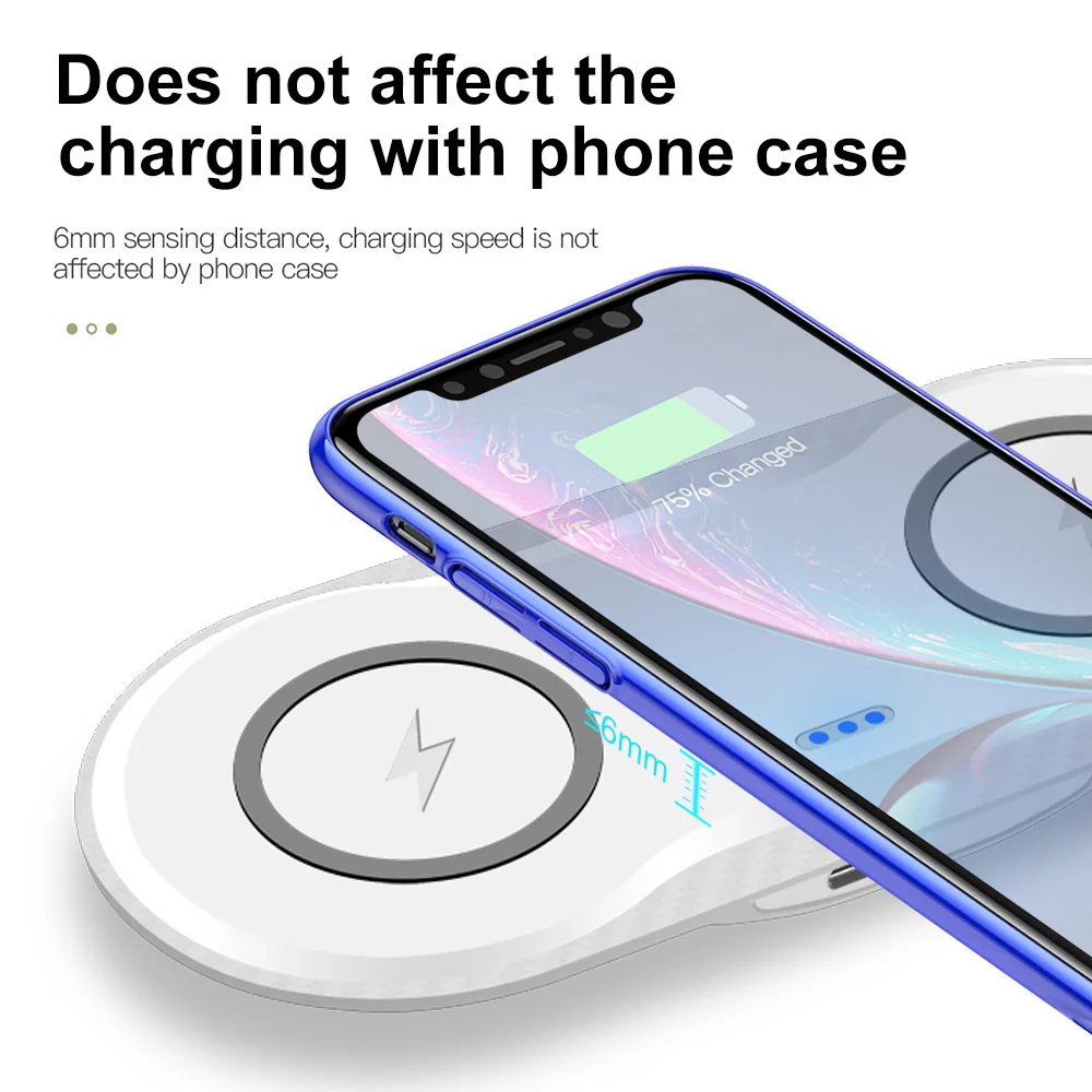 Беспроводное зарядное устройство FDGAO 10 Вт 2 в 1 QI для iPhone 11 XS Max XR X 8 Airpods Samsung S9 S10