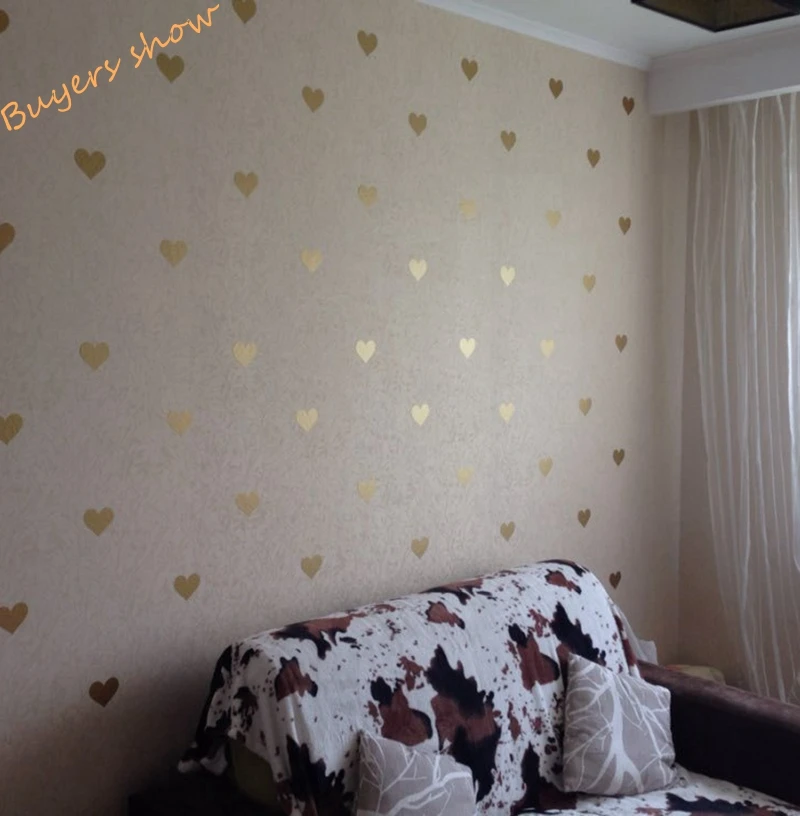 Free Shipping Metallic Gold Wall Stickers Heart Shaped Pattern Vinyl Free Shipping Metallic Gold Wall Stickers Heart Shaped Pattern Vinyl Decals Nursery Art Decor Little Hearts In From Home