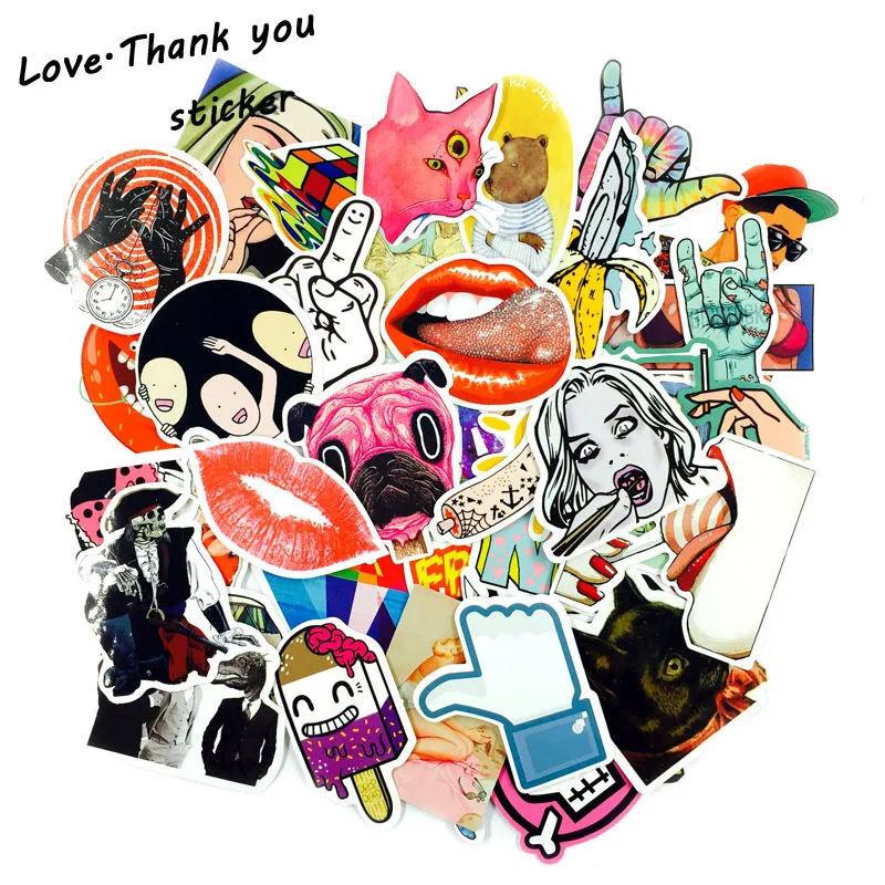 300 pcs Sticker Mixed Funny Cartoon Decal Skateboard Doodle Snowboard Luggage Home Decor Brand Car Bike Moto Toys Jdm Stickers