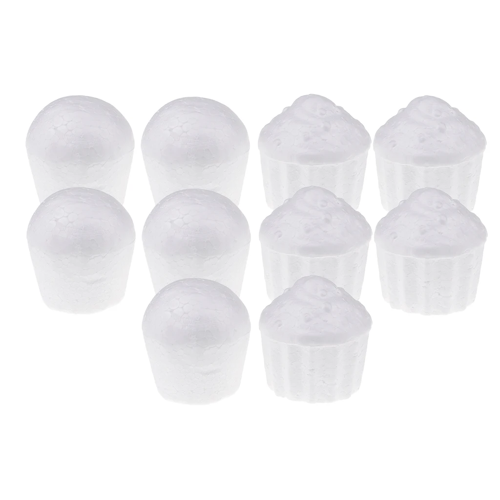 10Pcs Mixed Foam Cupcake Model Styrofoam Foam Decor for DIY Modelling Crafts Christmas Tree Polystyrene Styrofoam Foam Material