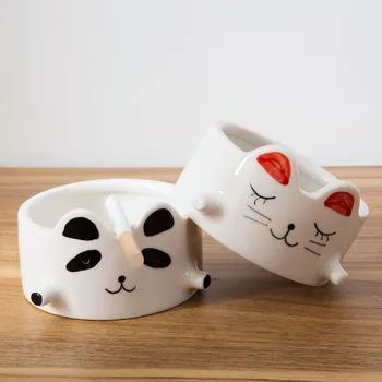 

OTHERHOUSE Cartoon Panda Ceramic Ashtray Creative Table Fashion Portable Ashtray Home Office Smoking Tray Ash Trays