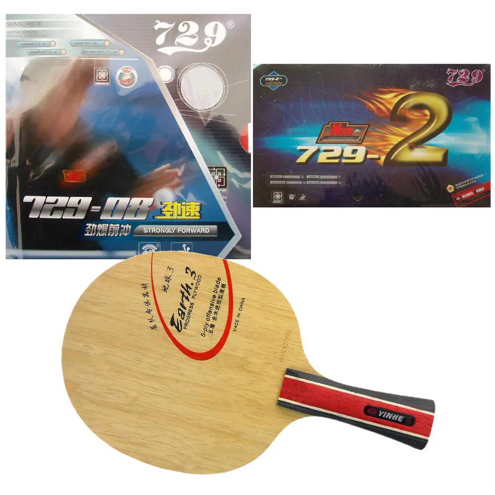 

Pro Table Tennis/ PingPong Combo Racket:Galaxy YINHE Earth.3 with RITC 729-08/ New 729-2 Shakehand Long Handle FL