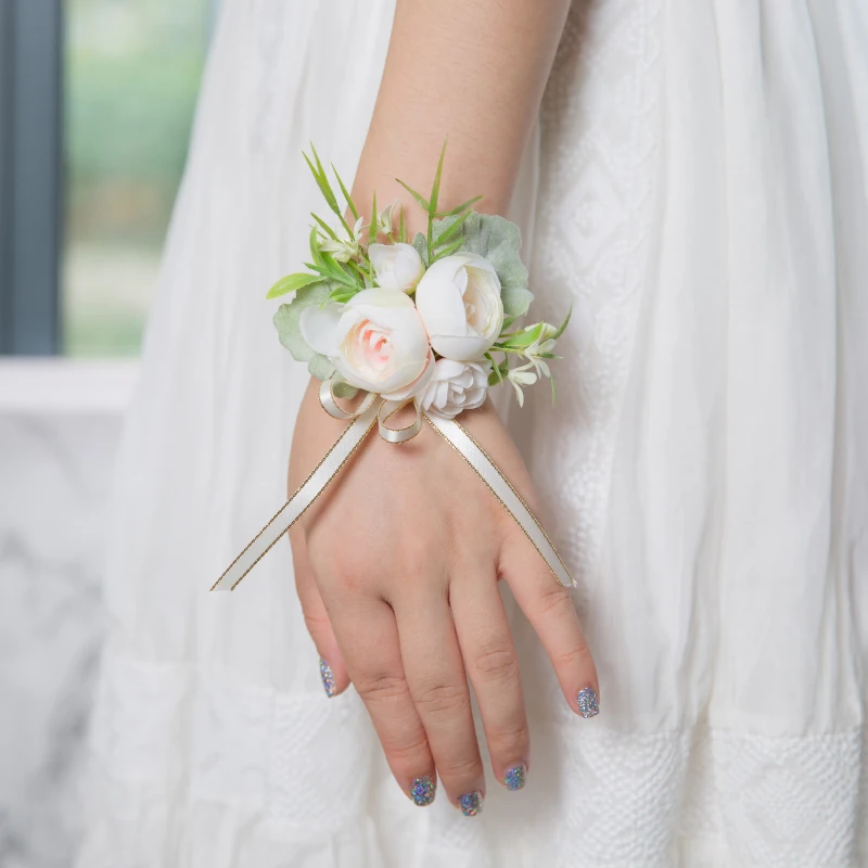JaneVini, новинка, искусственные цветы, бутоньерка для невесты, жениха, белый корсаж, набор цветов на запястье, свадебные корсажи и бутоньерки