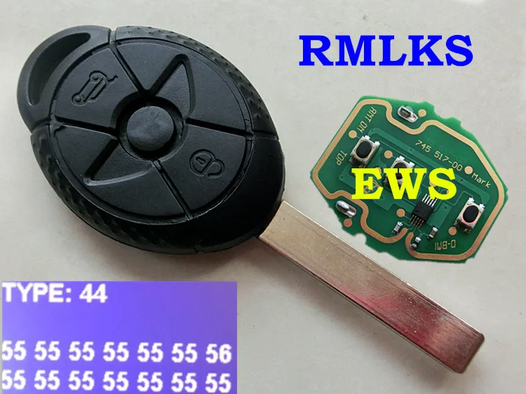 Rmlks без ключа дистанционного Clicker S r50 R53 EWS Системы 315 433 мГц pcf7935aa ID44 чип ключ Необрезанный лезвия подходят для BMW Mini Cooper