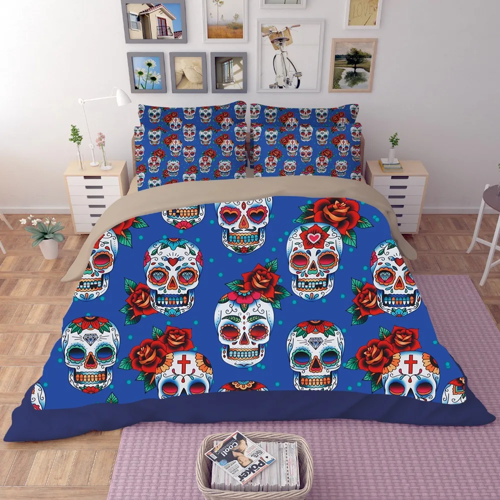 3d Head/Cranium Bedding Skull Duvet Cover Set 3/4Pcs Twin or Single/Full/Queen Size Without Comforter Free Shipping | Дом и сад