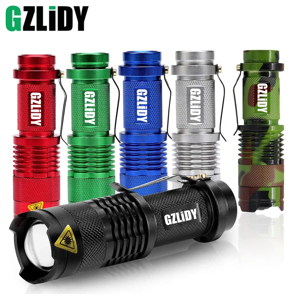 

High Power Colorful Cree Q5 Waterproof LED Flashlight 2000LM Mini Spot Lamp 3 Model Zoomable Camping Equipment Torch Flash Light