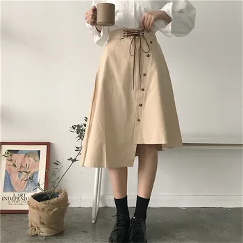 

Lychee Girls Bow Lace Up Women Irregular Skirt Empire Elastic Waist Female Skirt Spring Autumn Office Lady Style Skirts