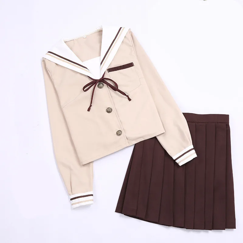 Japanese School Uniforms For Women Milk Tea Sailor Suit Cute Girls
