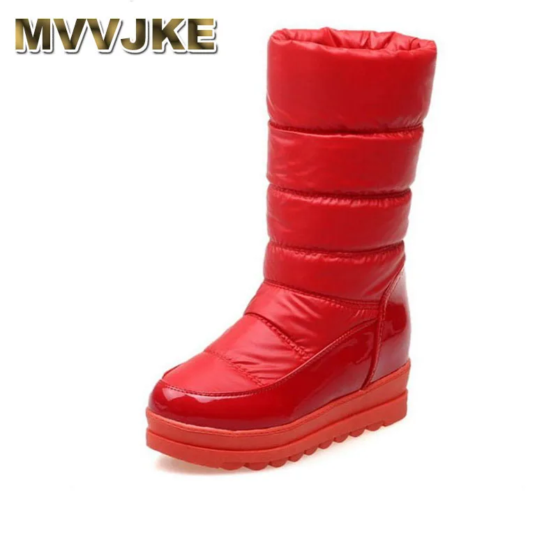 MVVJKE/размеры 34-43 женские плотные меховые туфли зимние ботинки теплые на танкетке