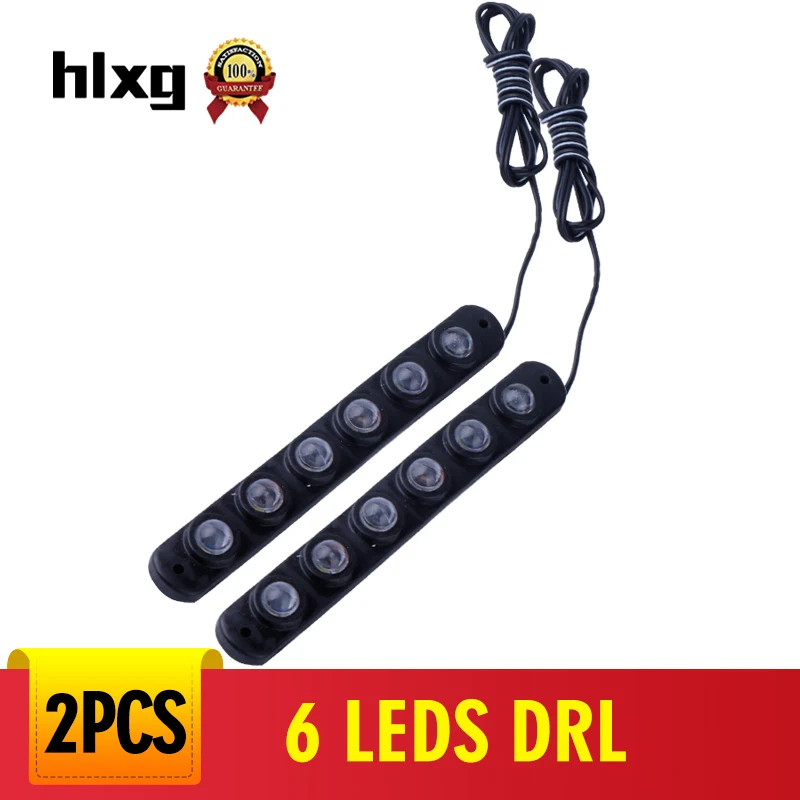 

hlxg 2pcs Waterproof Super Bright Led Car DRL 6LED Flexible Silicone Daytime Running Light Kit Fog Lamp Day Driving Daylight