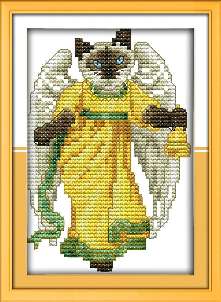 

Angel cat, counted printed on fabric DMC 14CT 11CT Cross Stitch kits,embroidery needlework Sets Home Decor