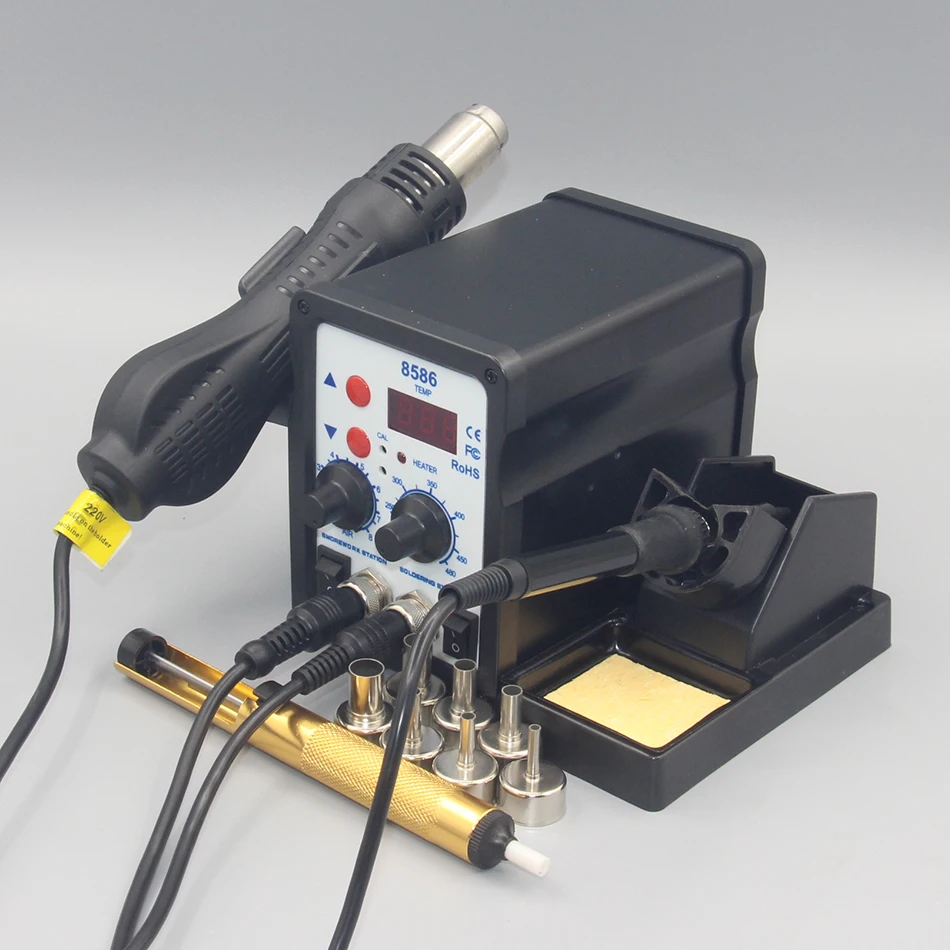 2 in 1 Soldering station LCD Digital Display Welding Rework Station For cell-phone BGA SMD PCB IC Repair Solder Tools 8586 4