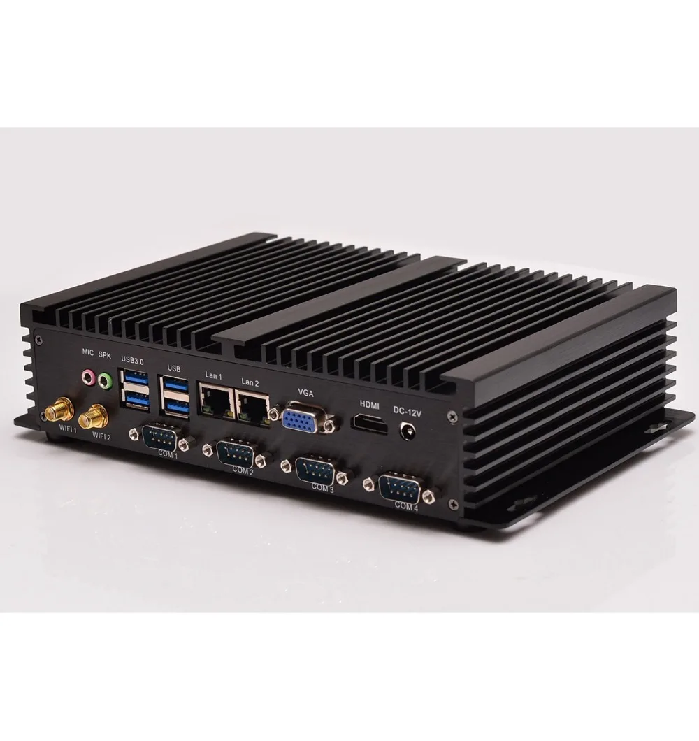 Intel Celeron 1037U,Fanless Mini Industrial PC,TV Box,Rugged Computer,4GB RAM+64GB SSD,HDMI,Dual NIC,2*LAN,VGA,WiFi,Windows10