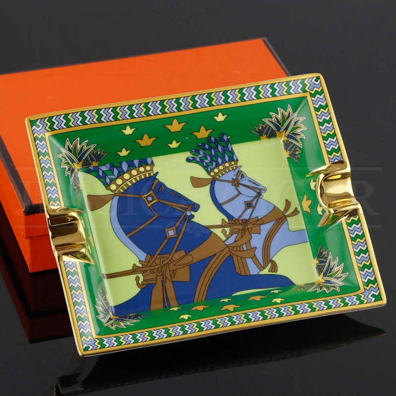 

Portable Ceramic Cigar Ashtray Home 2 Rest Cigar AshTrays Luxury Cigarette Accessories Ash Tray Holder GALINER