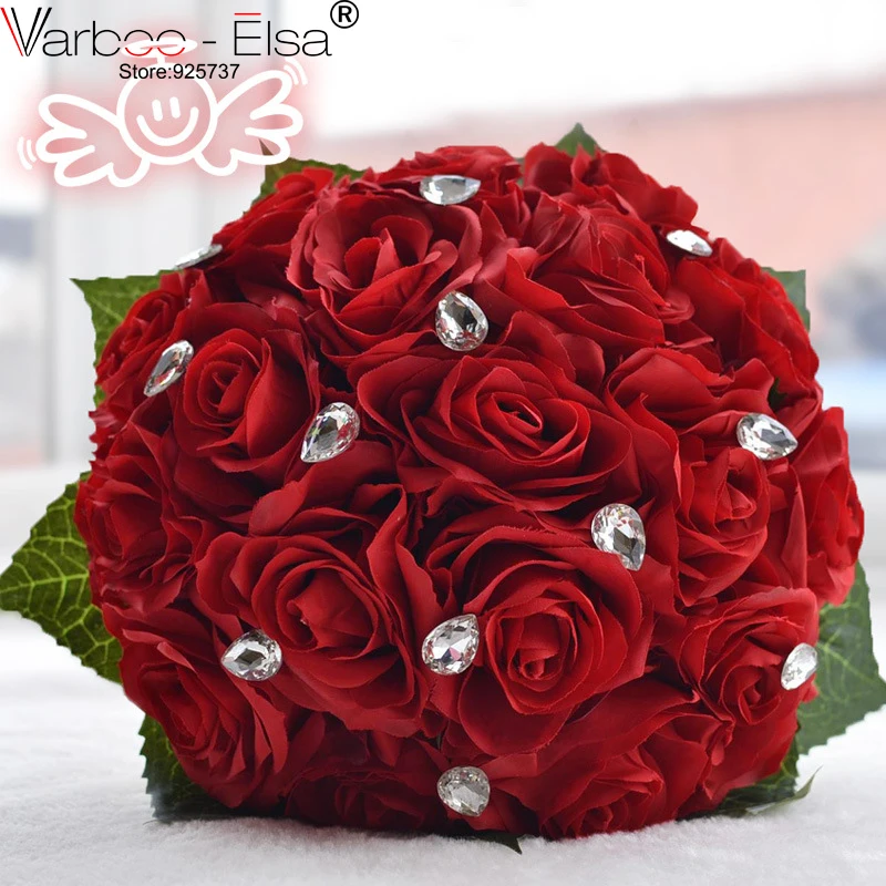 

New Arrvial Wedding Accessories Rose Flowers Red White Bridal Bouquet Crystal Bridal Bridesmaid Flowers Gorgeous Bridal Bouquets